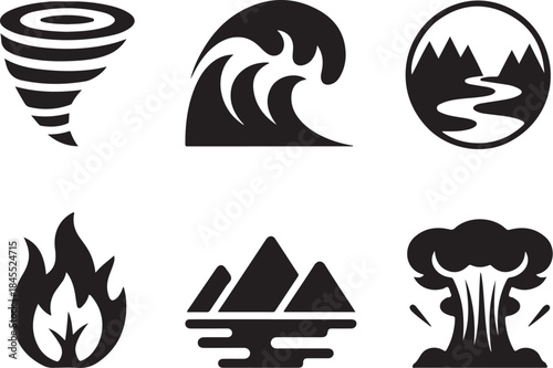 Natural disaster icons set