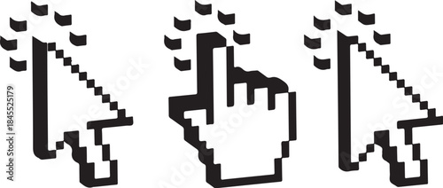 Pixel art cursor icons set