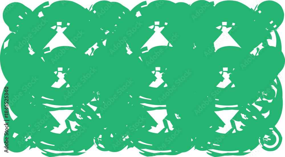 Fototapeta premium Abstract green pattern with white shapes