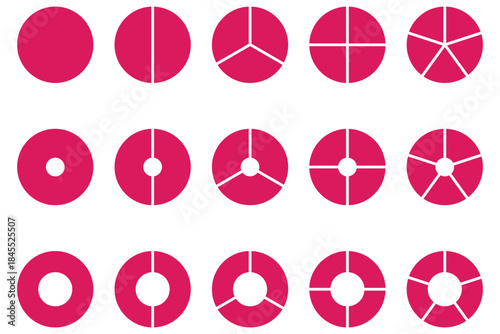 Pie chart, Infographic element round shape. empty middle, simple flat design vector illustration. Wheel round diagram part symbol.