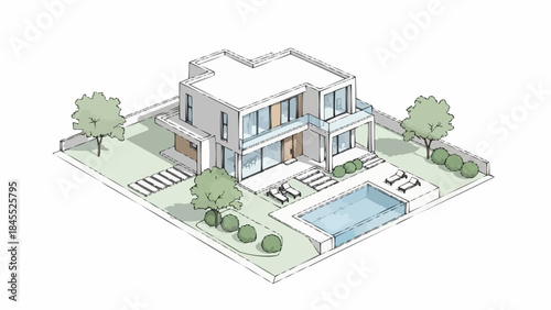 Modern Luxury House with Swimming Pool and Garden.