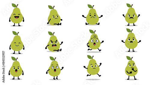 Cute Halloween pumpkins with different facial expressions and poses  