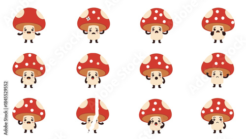 Cartoon squirrel character posing in various cheerful expressions  