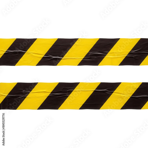 Yellow and Black Caution Tape Warning Barrier Stripes