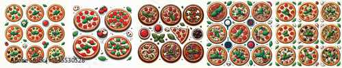 Delicious Assortment of Freshly Made Pizzas with Various Toppings and Ingredients, Perfect for Food Lovers