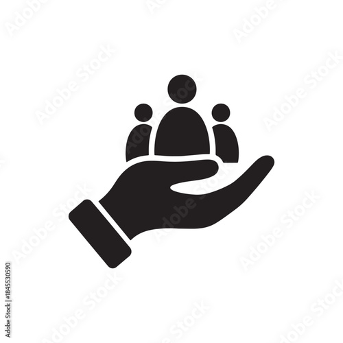 Hand Holding People Icon. Community Care, Support, Teamwork Concept Vector