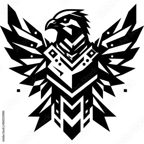 Abstract Eagle Icon: A striking, geometric representation of an eagle, exuding strength and confidence, perfect for designs requiring a powerful emblem.