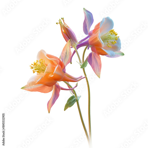 Colorful Flowers With Soft Petals in Close View on a White Background in Brig...