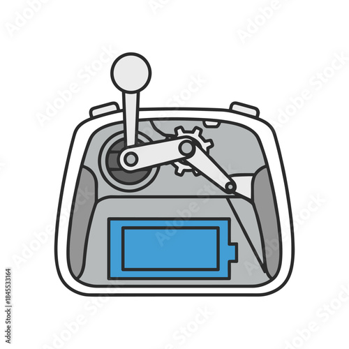 Mechanical Device with Crank and Battery Indicator.