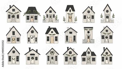 Collection of Charming Hand-Drawn Houses in Various Styles.