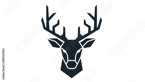 Deer Head Logo Illustration with Antlers.