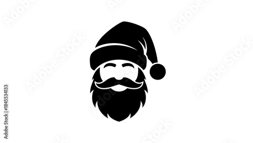 Black Silhouette of Santa Claus Head.