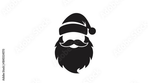 Santa Claus Beard and Hat Silhouette.
