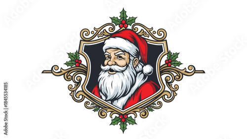 Santa Claus Portrait in Ornate Frame.