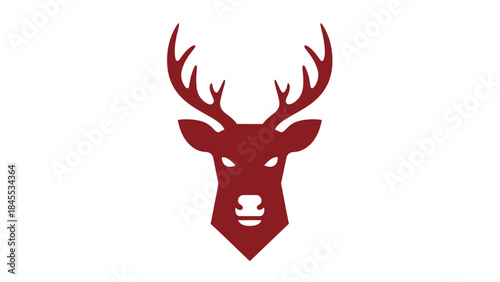 Red Deer Head Logo Illustration Design.