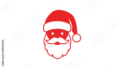 Red Cartoon Santa Claus Face Illustration.