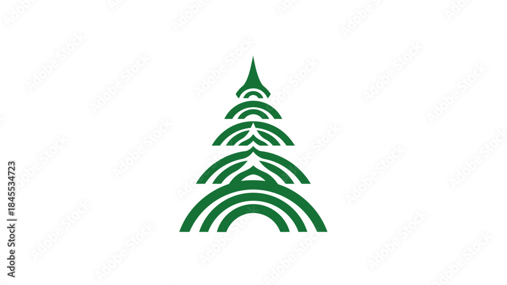 Obraz premium Green Christmas Tree Icon Simple Design.