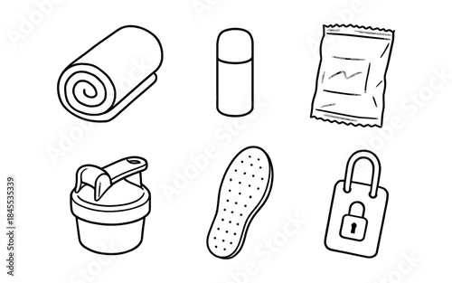 Collection of fitness and personal care items for a healthy lifestyle