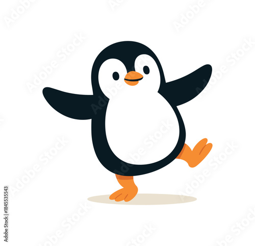 Flat vector illustration of bright balancing on one foot funny wobble pose