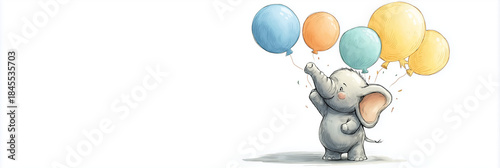 Happy Birthday Elephant Holding Party Balloons
