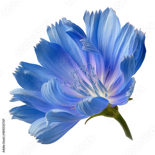 Blue Flower With Soft Petals and Bright Center in Natural Setting During Dayl...