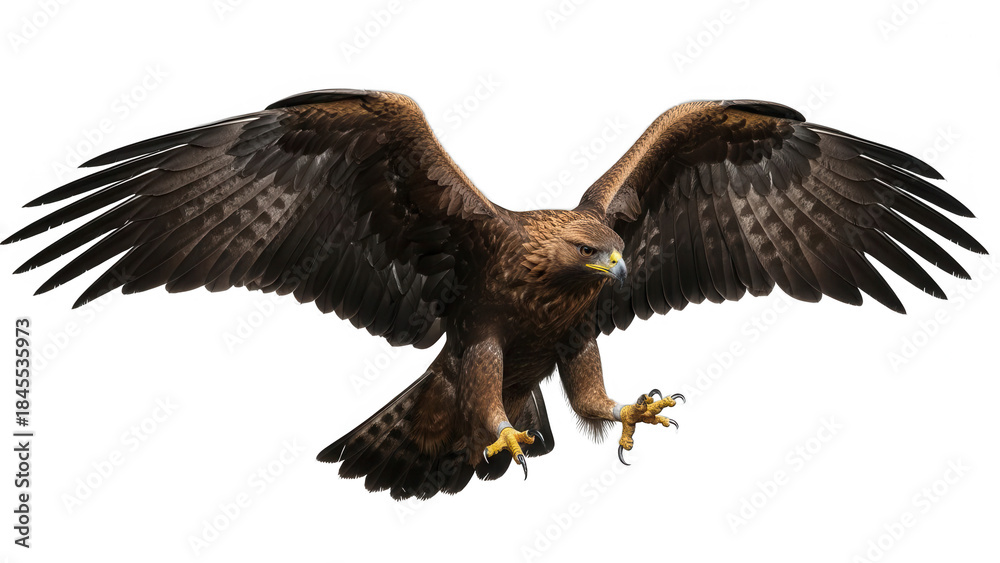Obraz premium Majestic eagle in flight isolated on transparent background