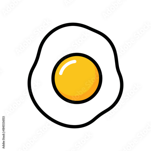 Sunny side up egg illustration with a yellow yolk and white egg.