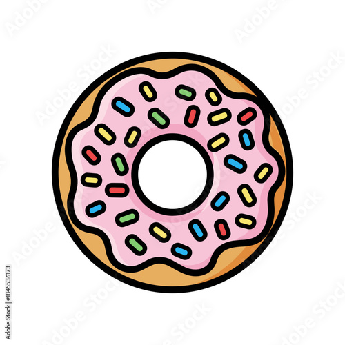 Sweet Pink Frosted Donut with Colorful Sprinkles.