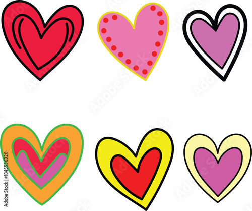 Colorful and Fun Hearts in Vibrant Designs for Romantic and Creative Love Art