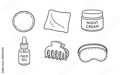 Hand-drawn beauty and self-care essentials for a relaxing routine