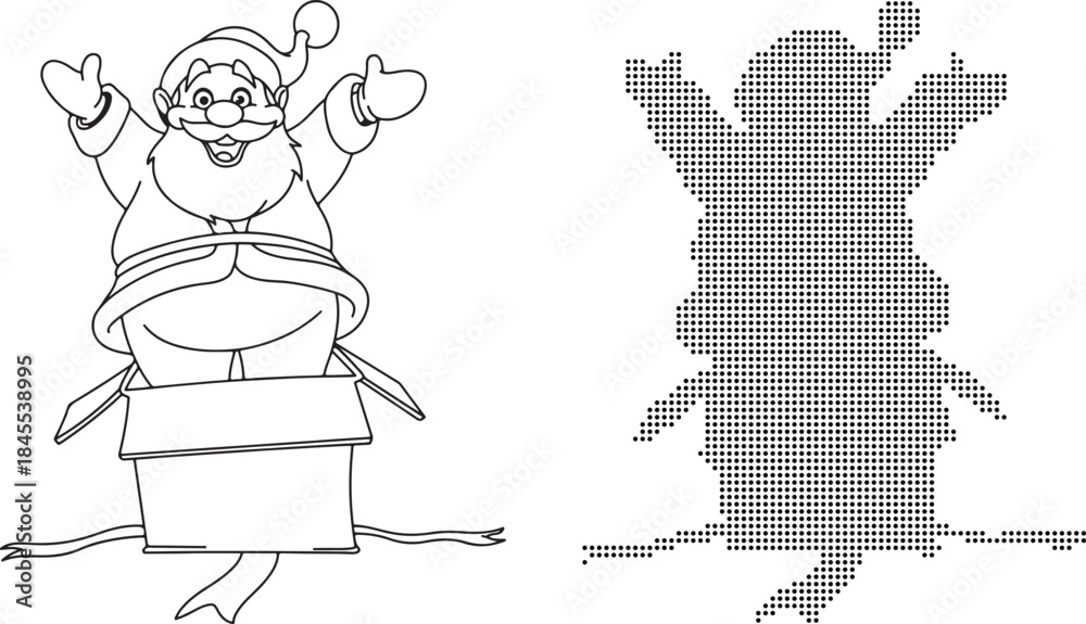 Fototapeta premium Cheerful Santa Claus Line Art Illustration for Christmas