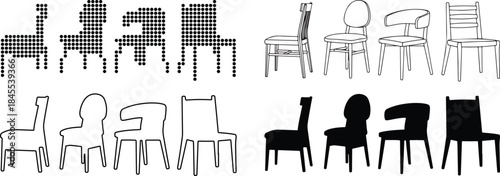 Collection of chair designs in various styles and colors