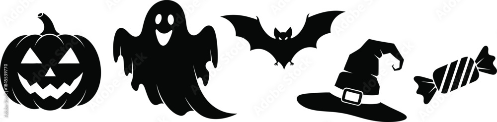 Fototapeta premium Halloween silhouettes a spooky collection