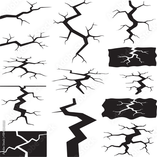 Cracked surface and broken ground silhouettes