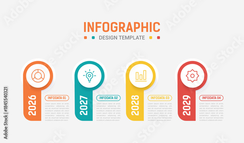 Four Step Infographic element design Vector template for presentation. process diagram and presentations step, workflow layout, banner, flow chart, info graphic vector illustration.