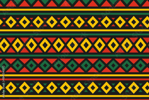 Geometric African pattern with vibrant colors, suitable for black history month background