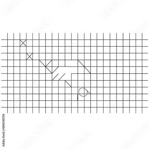 Vector illustration of an abstract pixel mosaic background for business growth chart and ecg heartbeat data