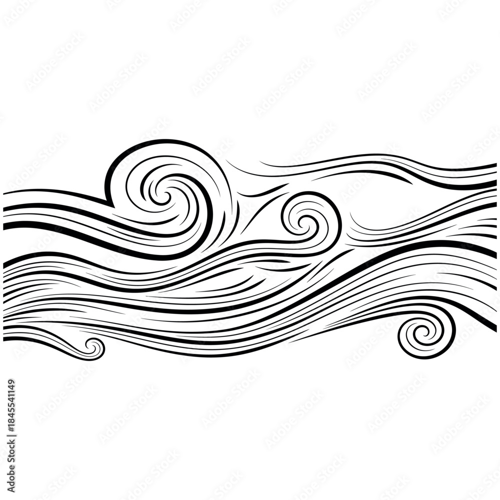 Fototapeta premium Abstract vector background design with floral swirl line wave pattern illustration