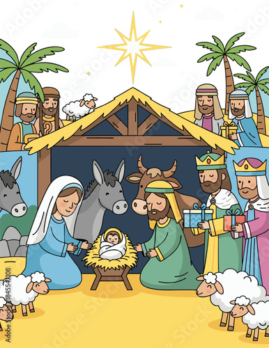 The scene of the birth of Jesus