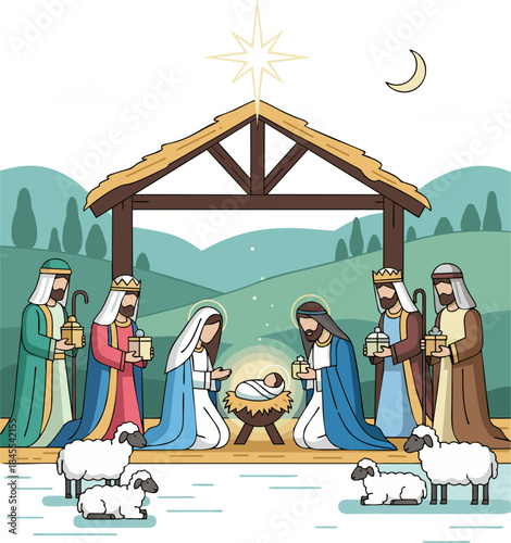 The scene of the birth of Jesus