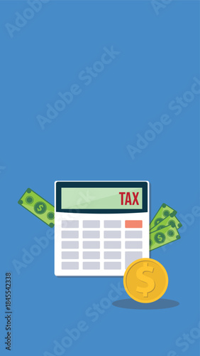 Calculator with money concept income tax calculation. Calculating income tax payment, business, finance and investment concept	