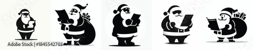 vector silhouette of santa claus carrying christmas gift note