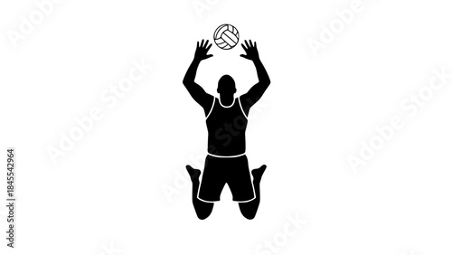 Beach volleyball block black white icon