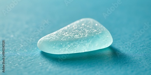 Fototapeta Naklejka Na Ścianę i Meble -  Smooth frosted blue sea glass on teal background