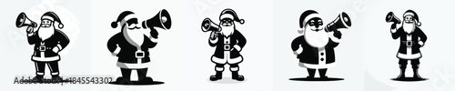 vector silhouette of santa claus holding megaphone