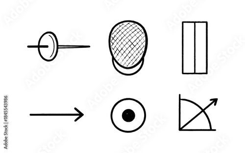 Simple hand-drawn icons representing abstract concepts and symbols
