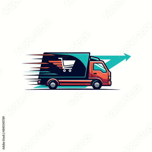 Vector illustration of a commercial delivery van for freight and cargo shipment transportation