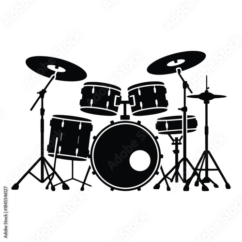 Drum set musical instrument vector illustration percussion kit graphic design music band equipment rock concert element rhythmic instrument concept