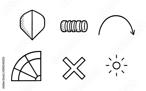 Collection of simple hand-drawn icons representing different concepts and symbols