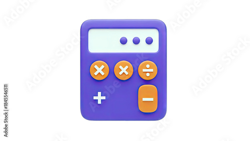 3D Calculator Illustration on White Background